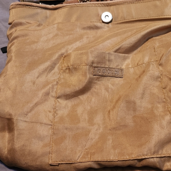 Vintage Y2k Boho Whimsigoth LeChateau Brown Tan Embroidered Beaded shoulder bag - Picture 7 of 15